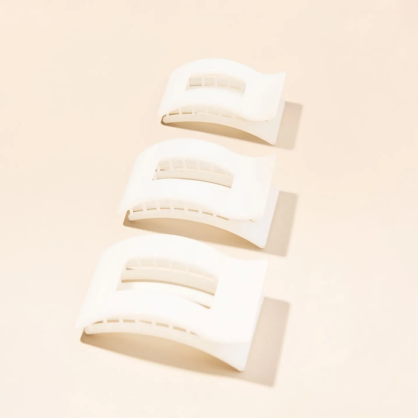 Coconut White Medium Flat Rectangle Hair Clip