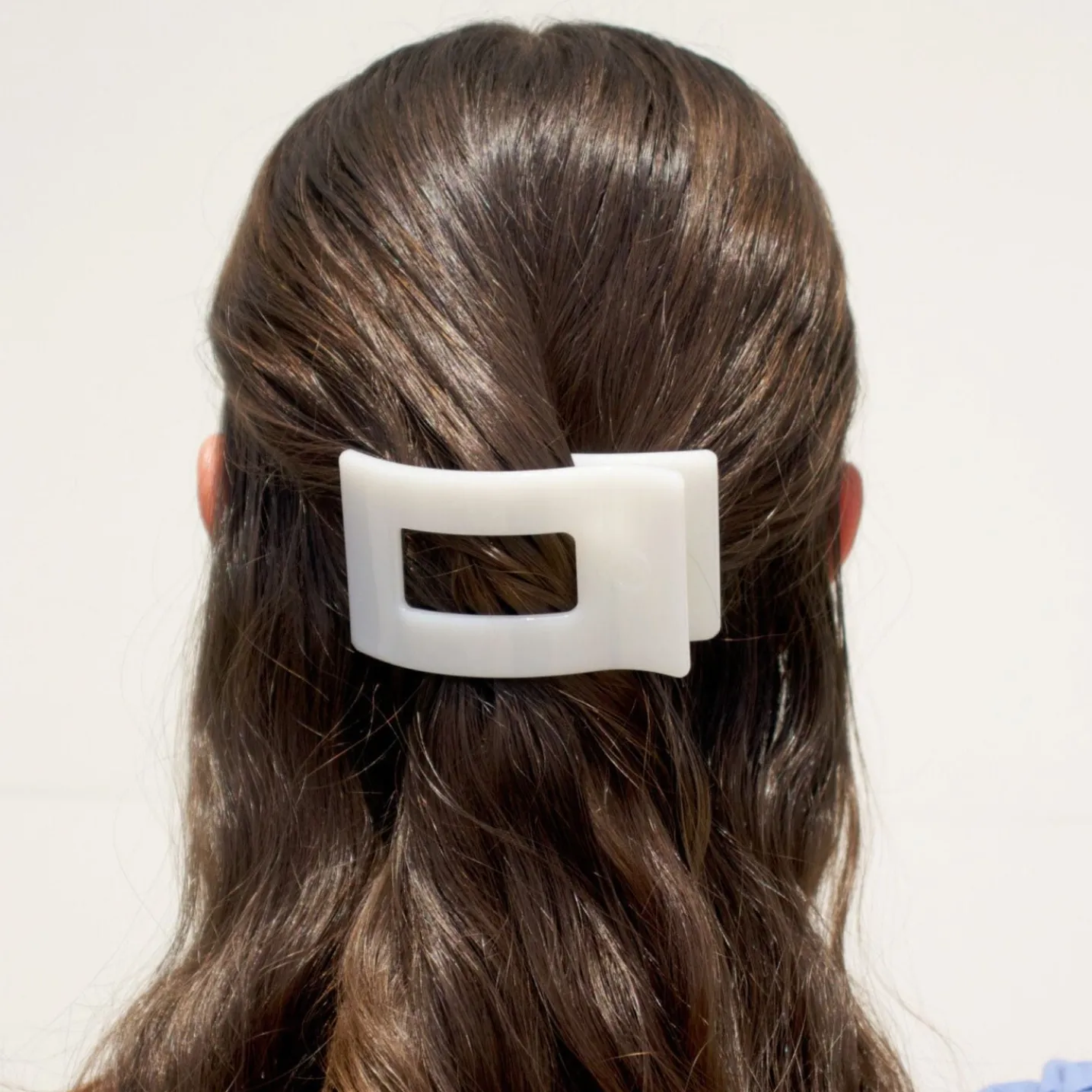 Coconut White Small Flat Rectangle Hair Clip