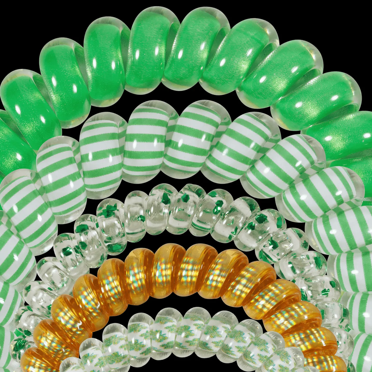 Dancing Green Mixed Hair Ties