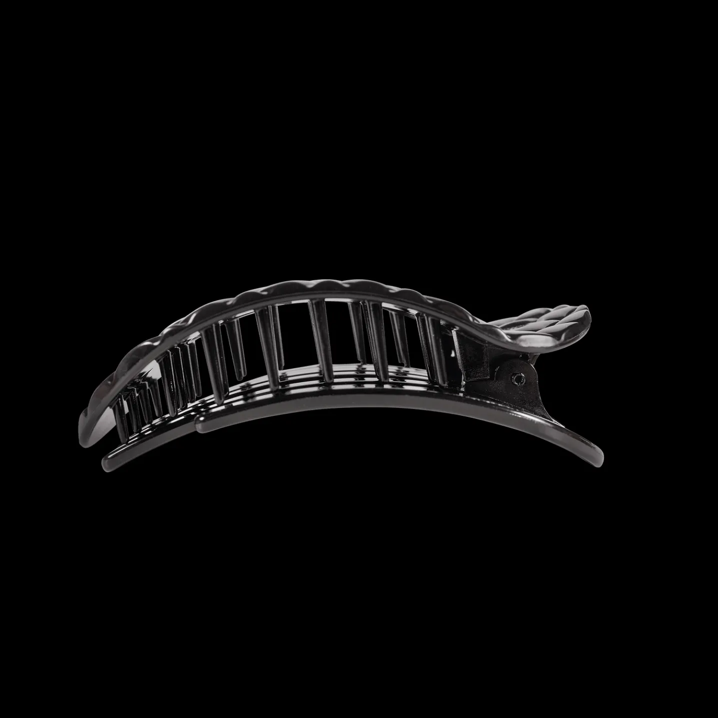 Jet Black Quilted Medium Flat Round Hair Clip