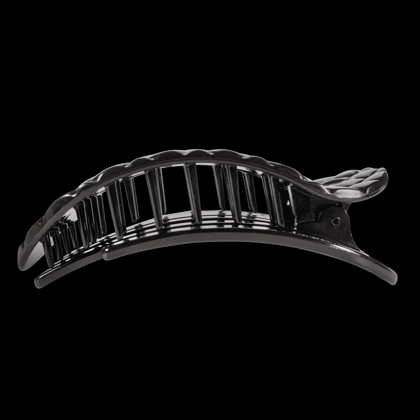 Jet Black Quilted Large Flat Round Hair Clip