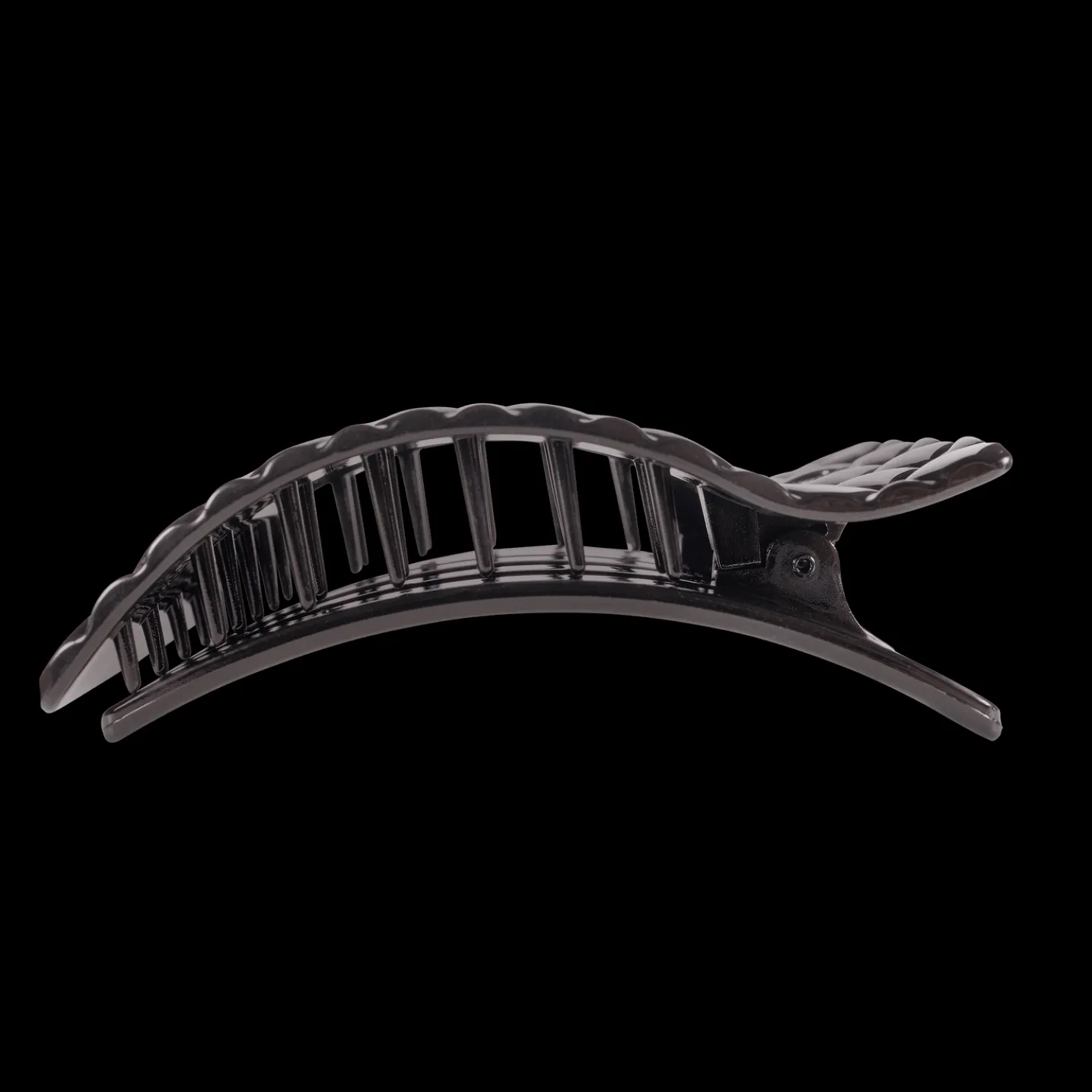 Jet Black Quilted Large Flat Rectangle Hair Clip