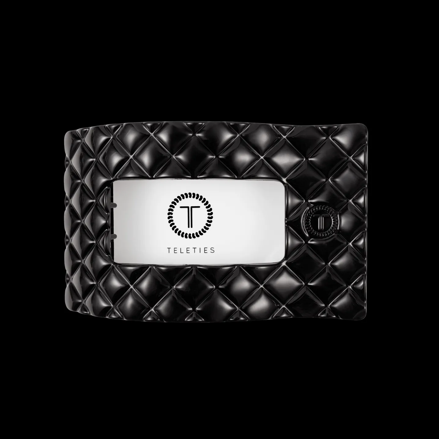 Jet Black Quilted Medium Flat Rectangle Hair Clip