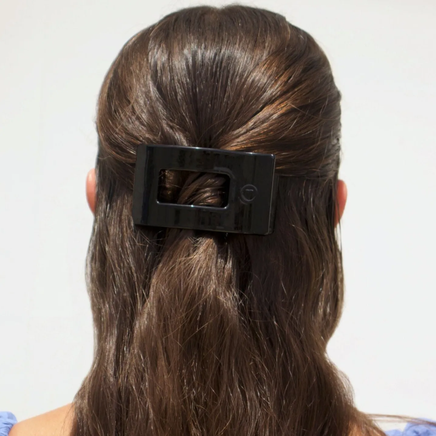 Jet Black Small Flat Rectangle Hair Clip