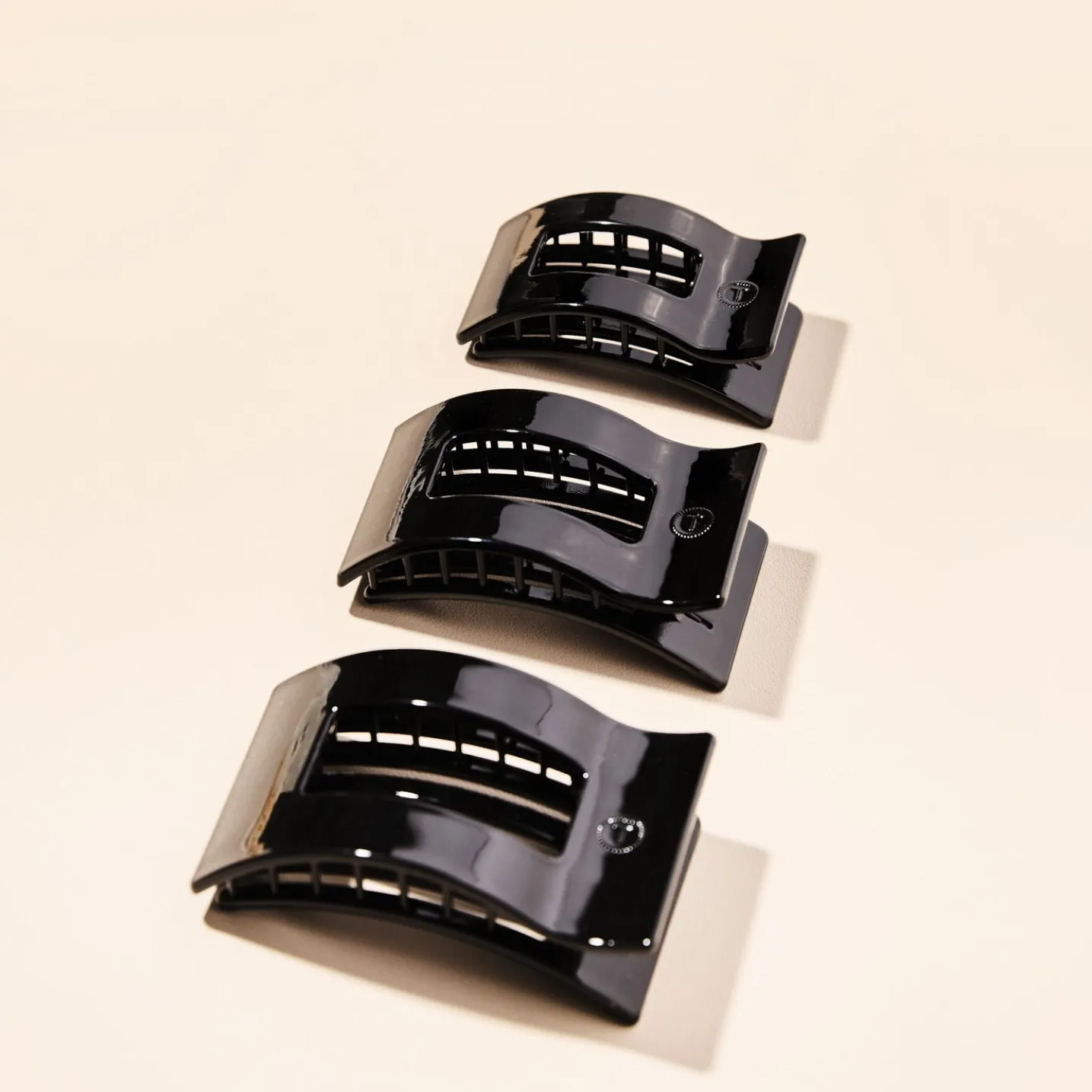 Jet Black Small Flat Rectangle Hair Clip