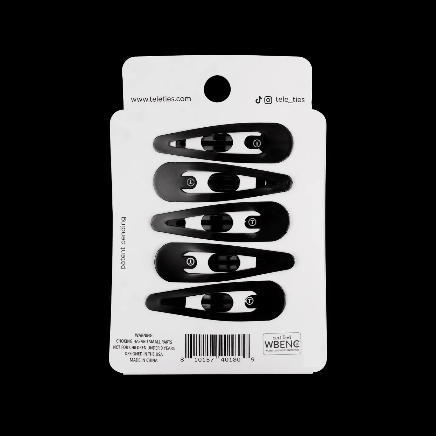 Jet Black Snap Clip (6Ct)