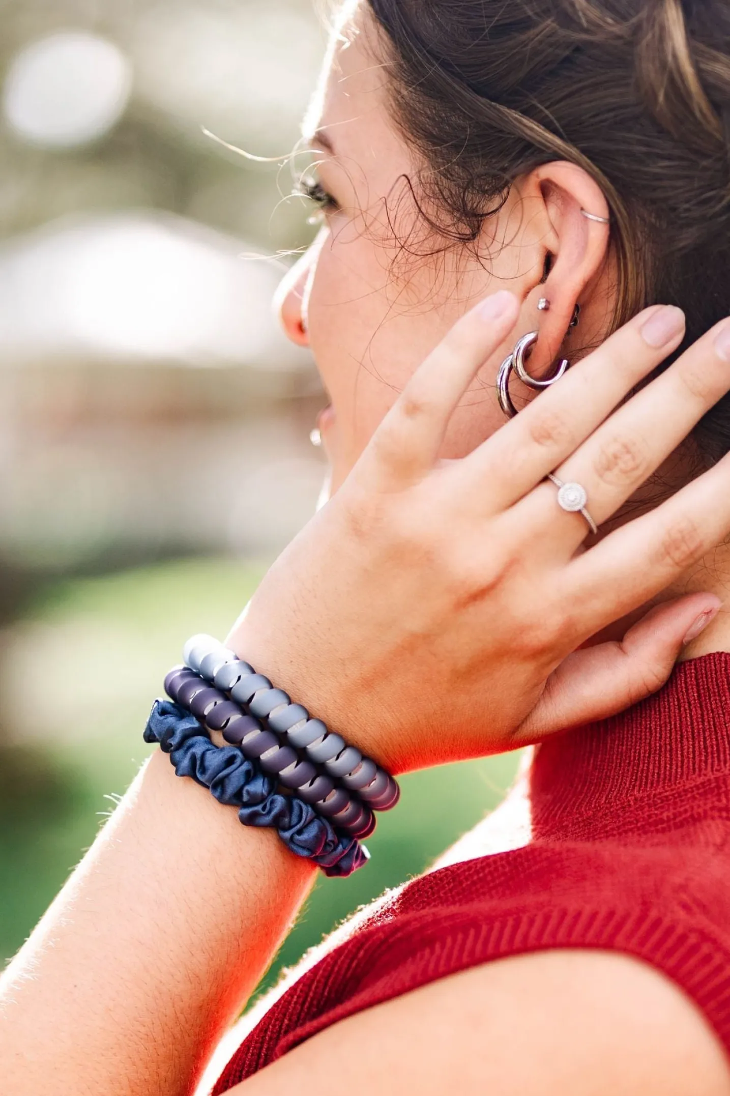 Midnight Rain Small Silk Scrunchies