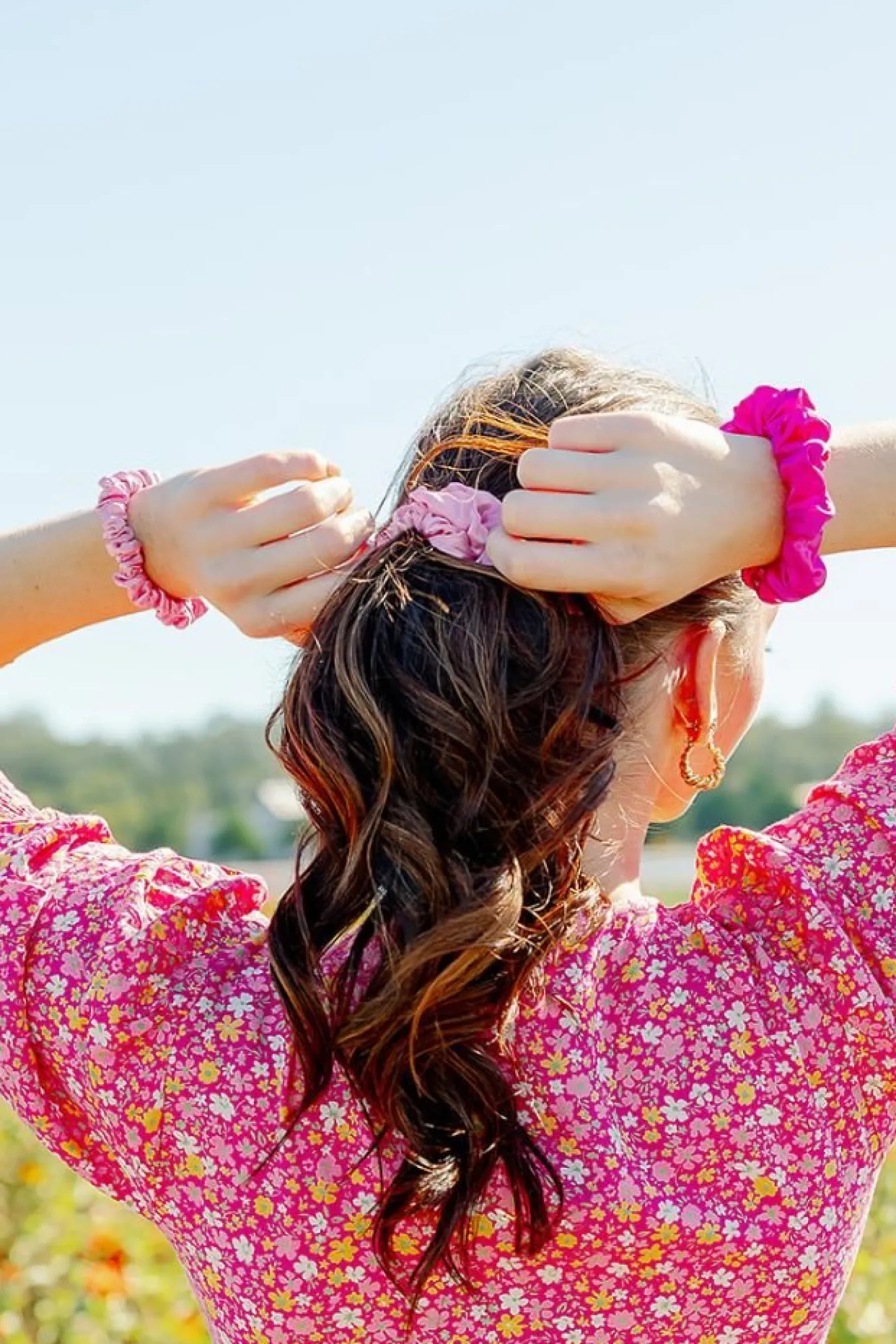 Rose All Day Large Silk Scrunchies