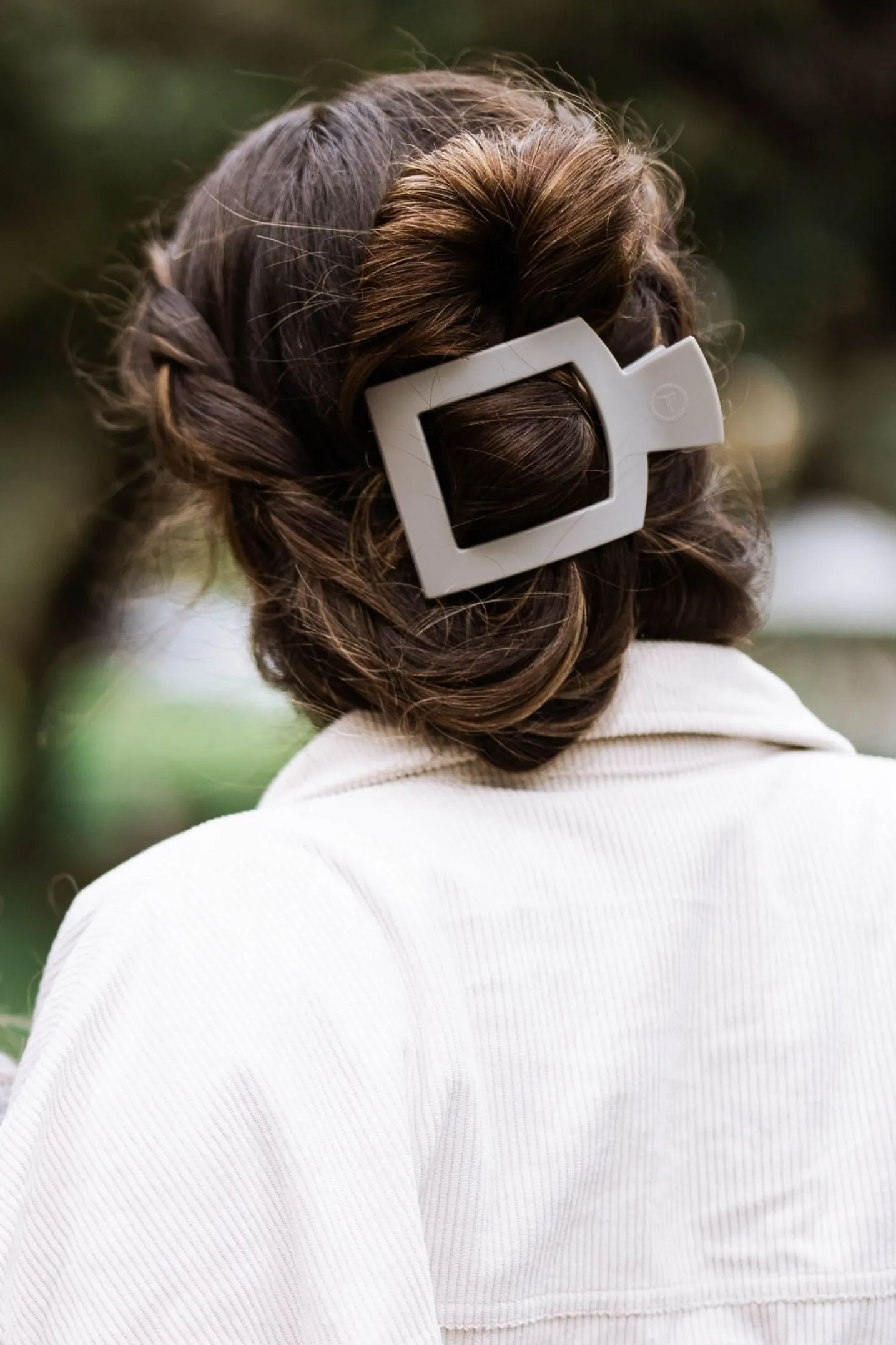 Silver Flames Large Flat Square Hair Clip