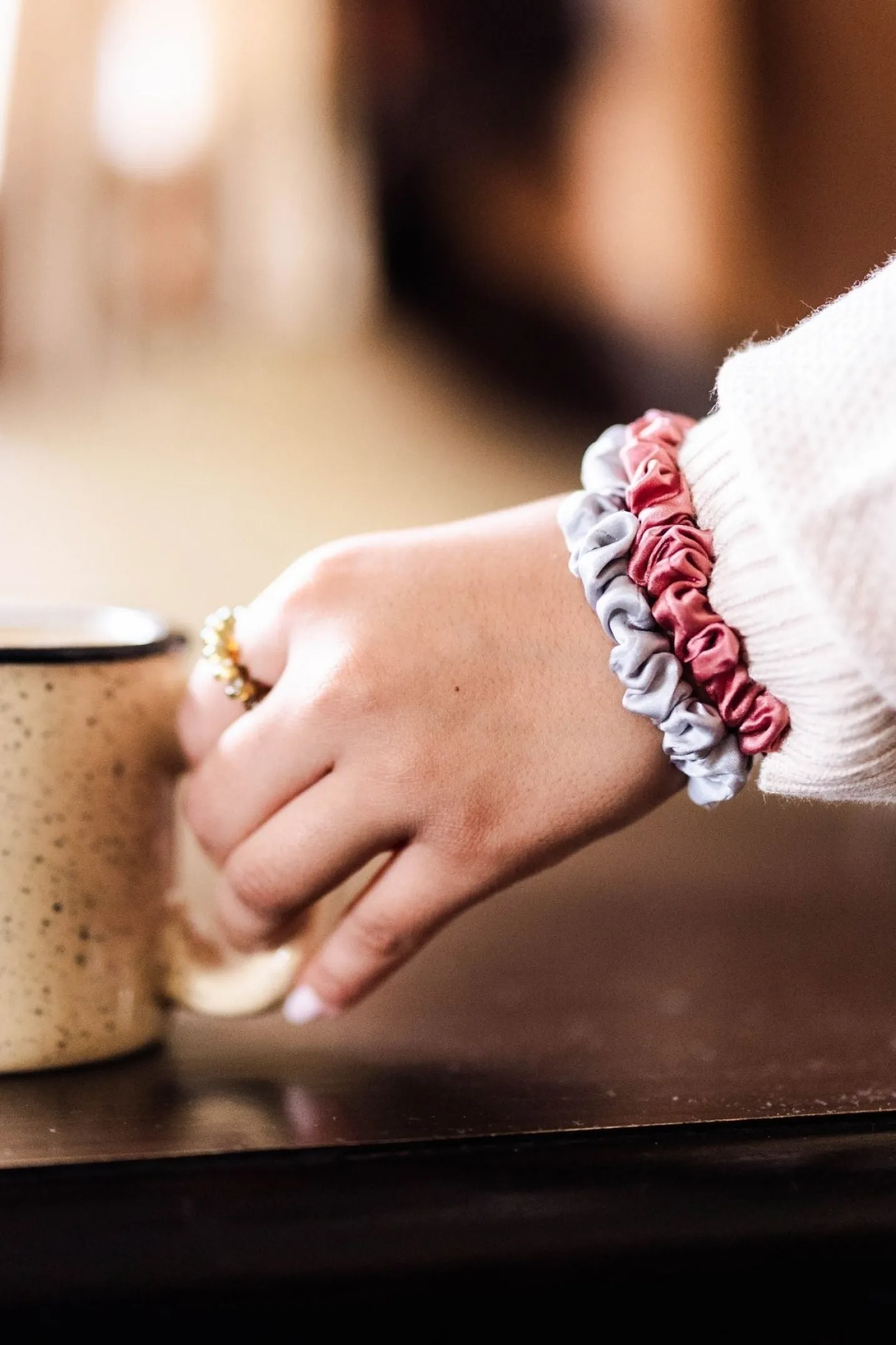 Silver Flames Small Silk Scrunchies