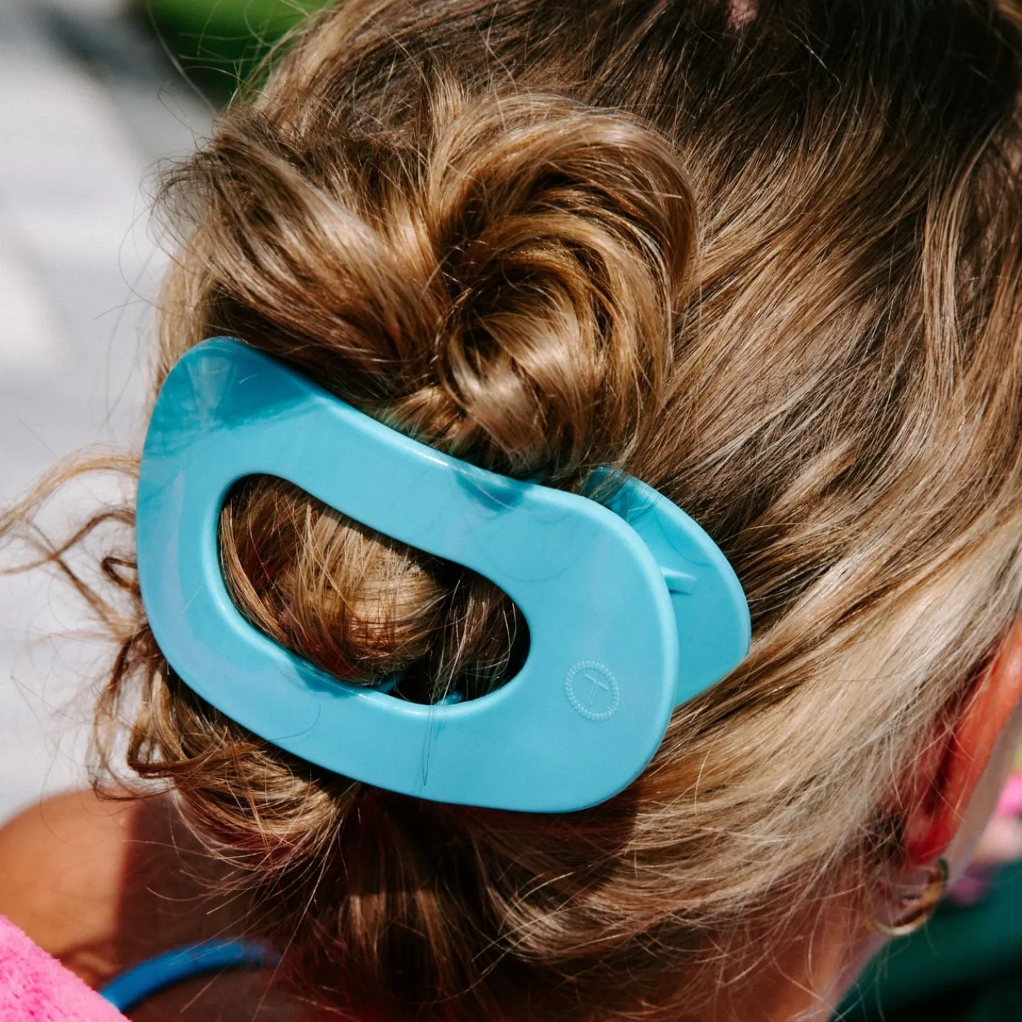 Summer Sky Large Flat Round Hair Clip