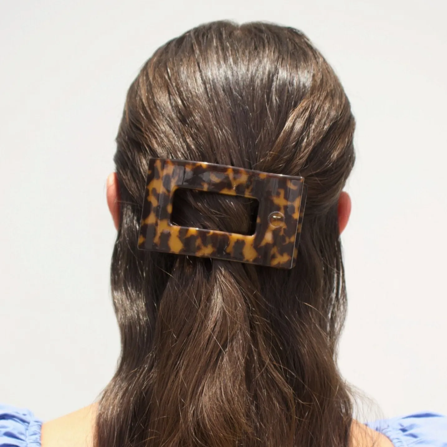 Tortoise Medium Flat Rectangle Hair Clip