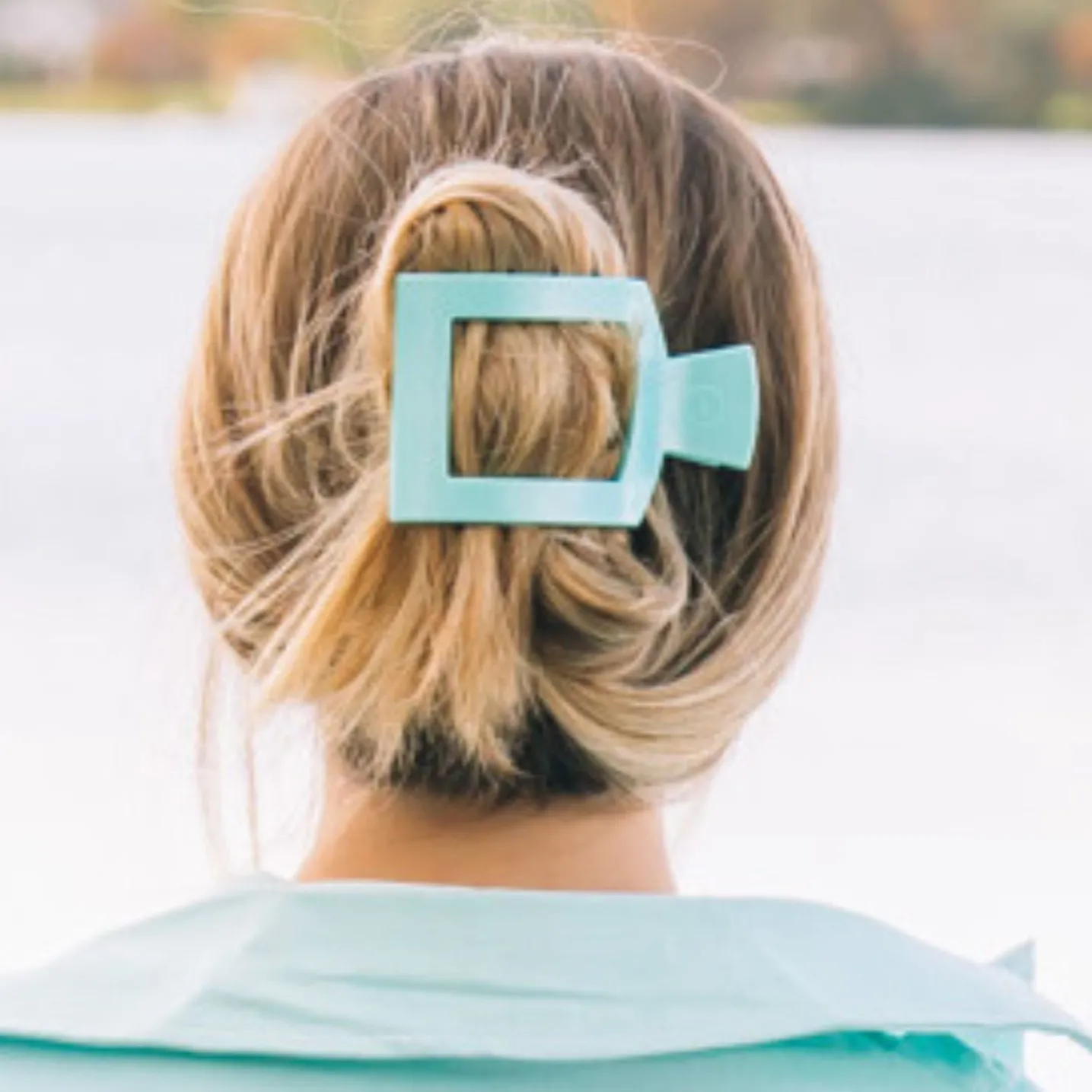 Totally Turquoise Large Flat Square Hair Clip