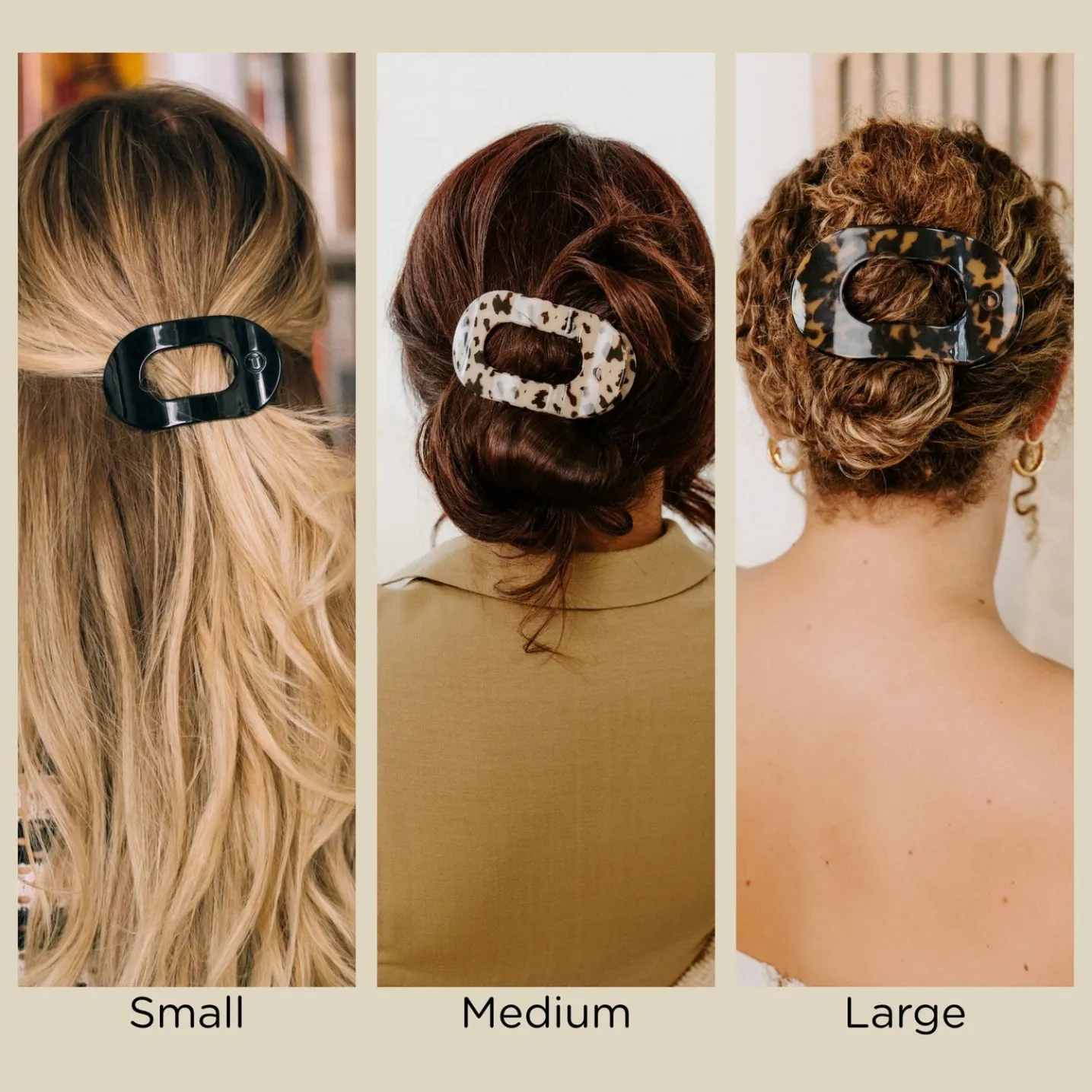 Truly Taupe Quilted Large Flat Round Hair Clip