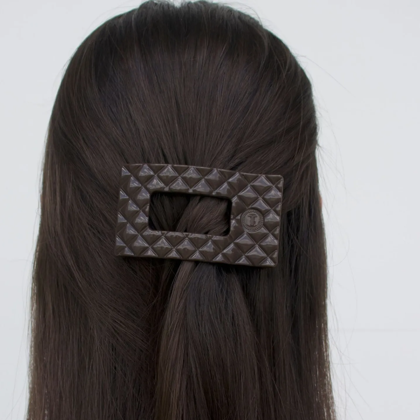 Truly Taupe Quilted Small Flat Rectangle Hair Clip