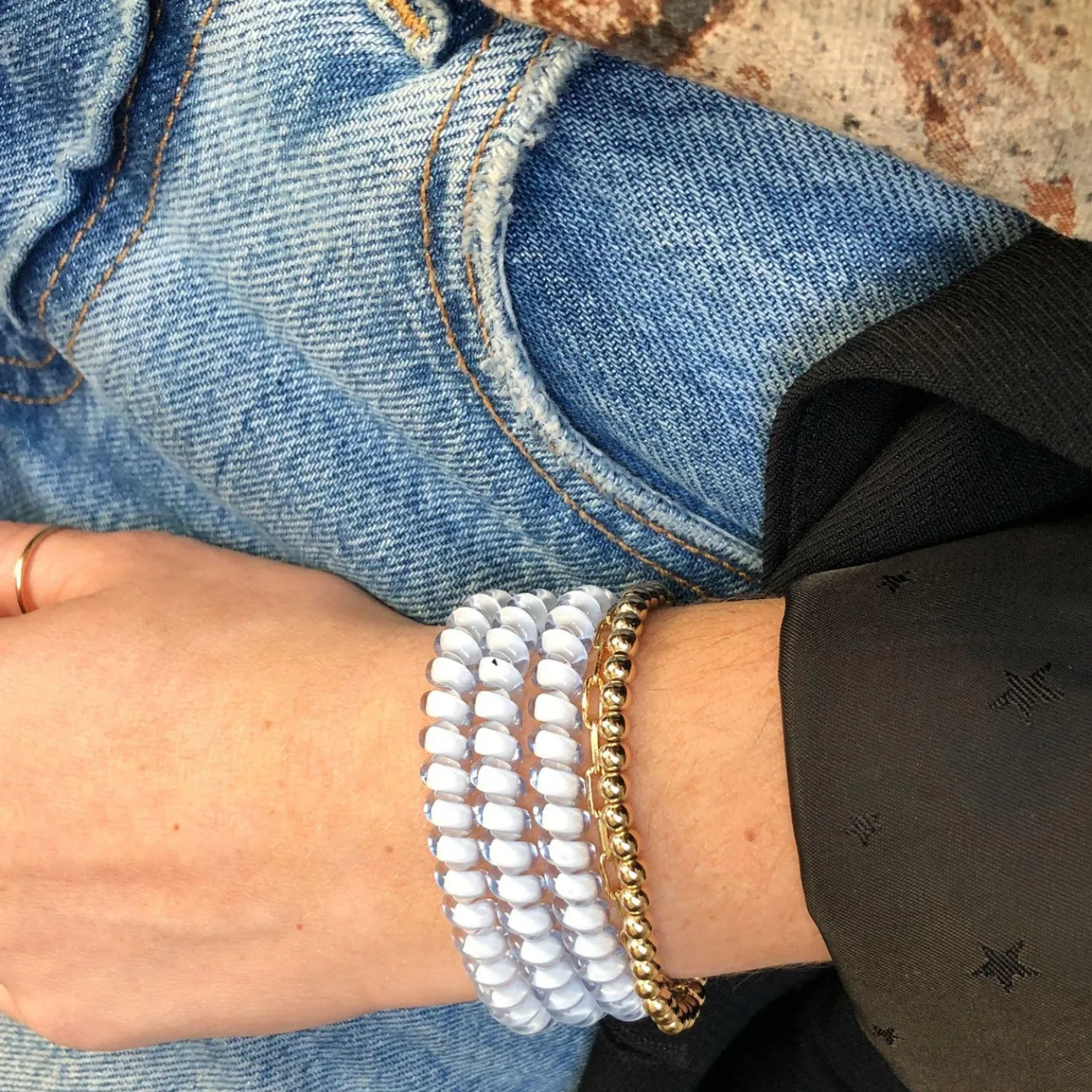 Washed Denim Small Hair Ties